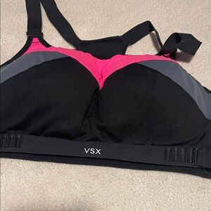 VSX Black and Pink Sports Bra with Gray Accents